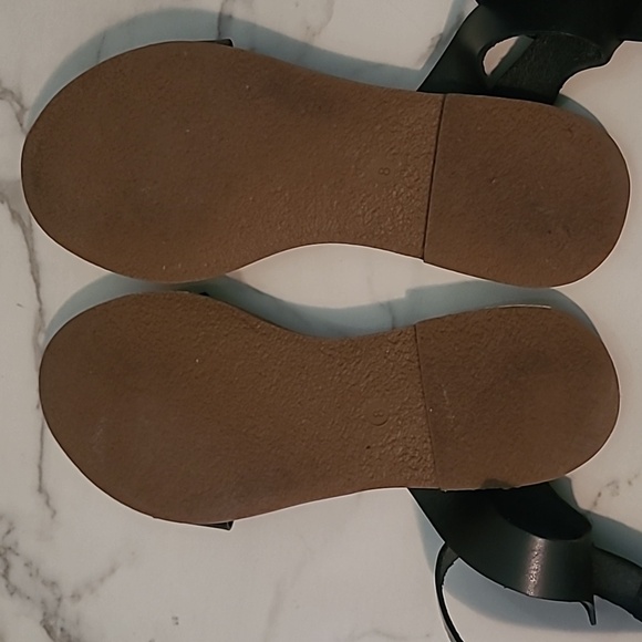 Madewell The Boardwalk Black Leather Ankle Buckle Strap Sandals 8 Casual Comfy - Picture 7 of 8